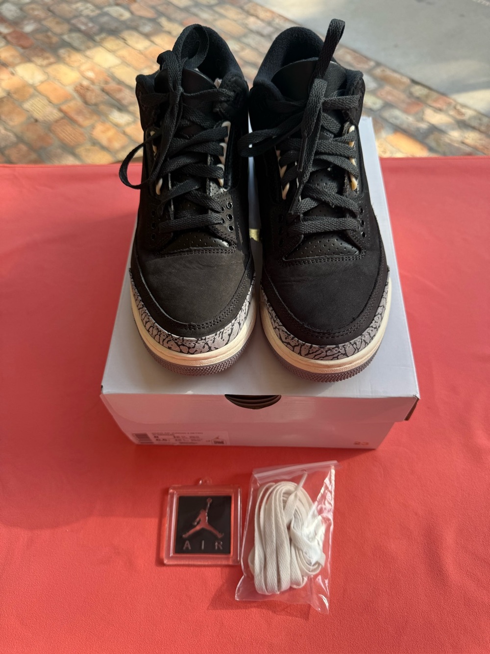 Women’s Air Jordan 3 Retro in Off Noir/Black Sail Size 8
